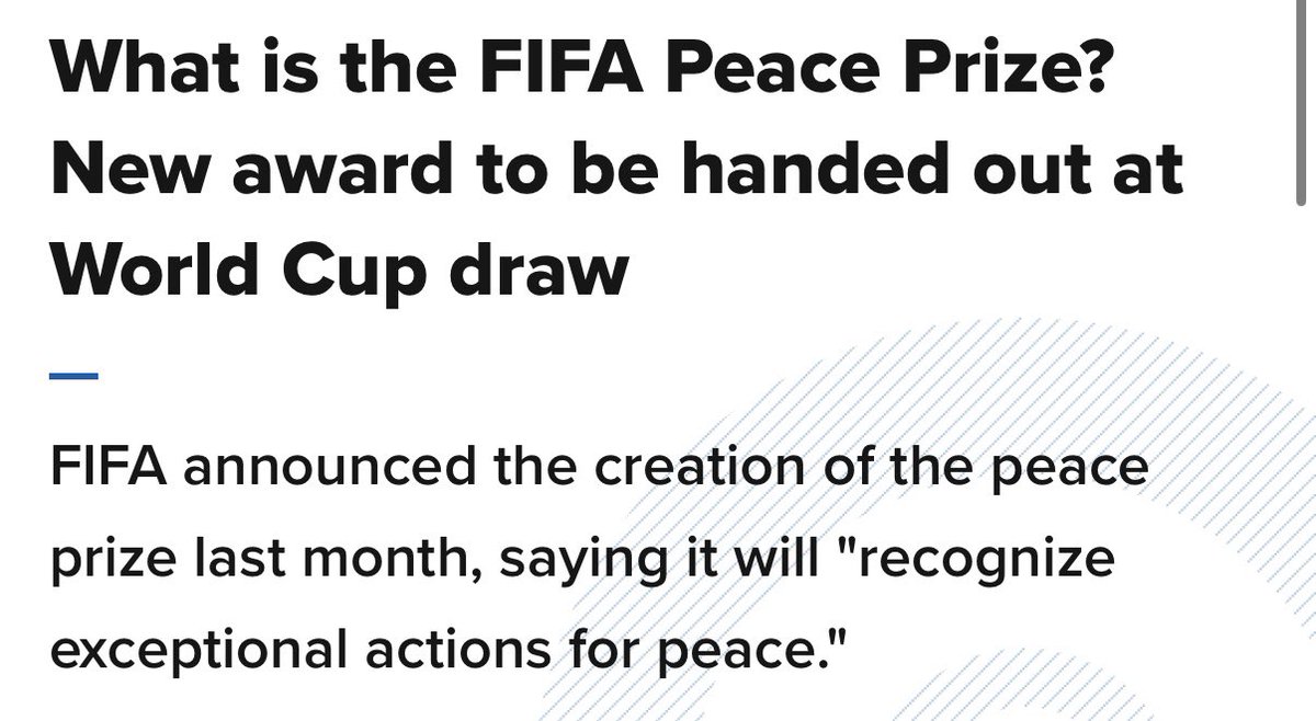 <a href="/atrupar/">Aaron Rupar</a> The Soccer Federation made a peace award just to give to Trump 😂 

So transparently stroking Trump’s ego