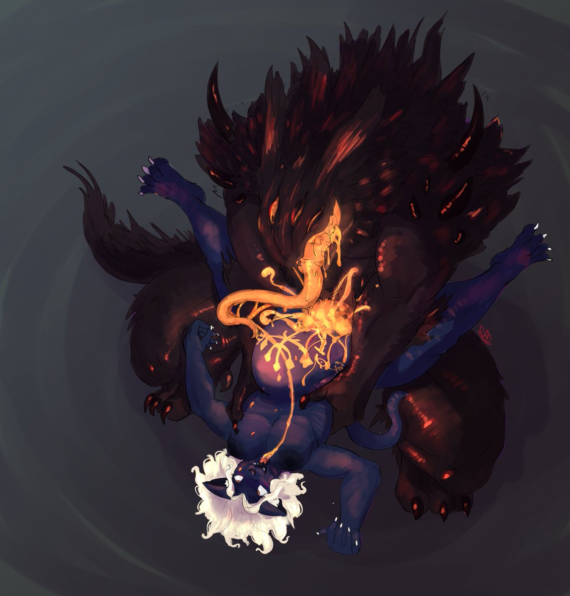 Getting lost in the forest may have its perks actually-

Commission work of <a href="/AVeryLongDog/">Kieren</a> 's spooky monster  Inveterate going to town :>