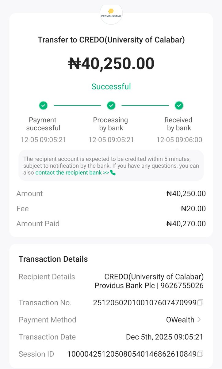 adeyemilanren's tweet photo. @ProvidusBank I send money for my unical acceptance fee to this no ble bank, but till now have not received the pin since morning https://t.co/etj8pugzRV