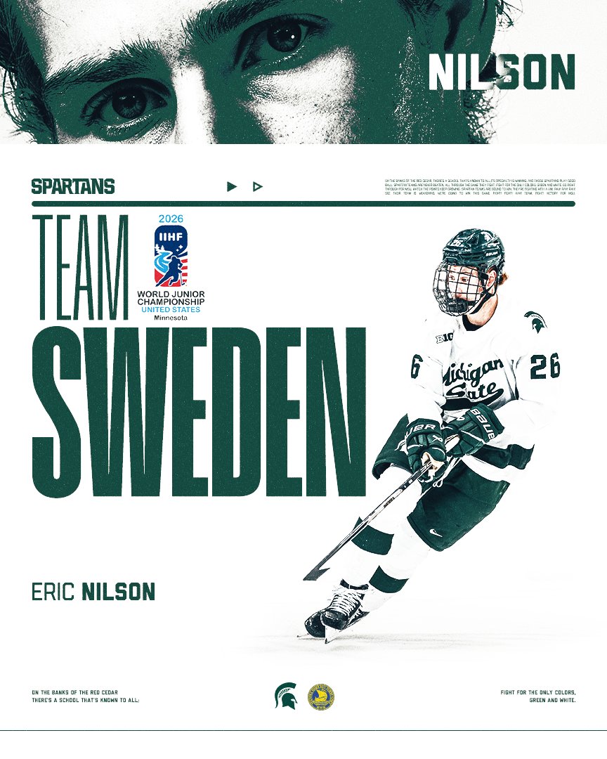 Congratulations to freshman Eric Nilson on being named to the Swedish Junior National Team ahead of the 2026 IIHF World Junior Championships!