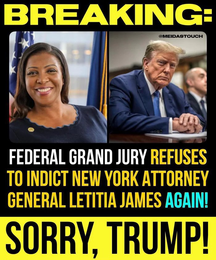 kingwolfe96's tweet image. Federal Grand Jury REFUSES to Indict New York AG Letitia James....AGAIN!

#Trump #GrandJury #Indict #LetitiaJames #Lawfare #DictatorTrump