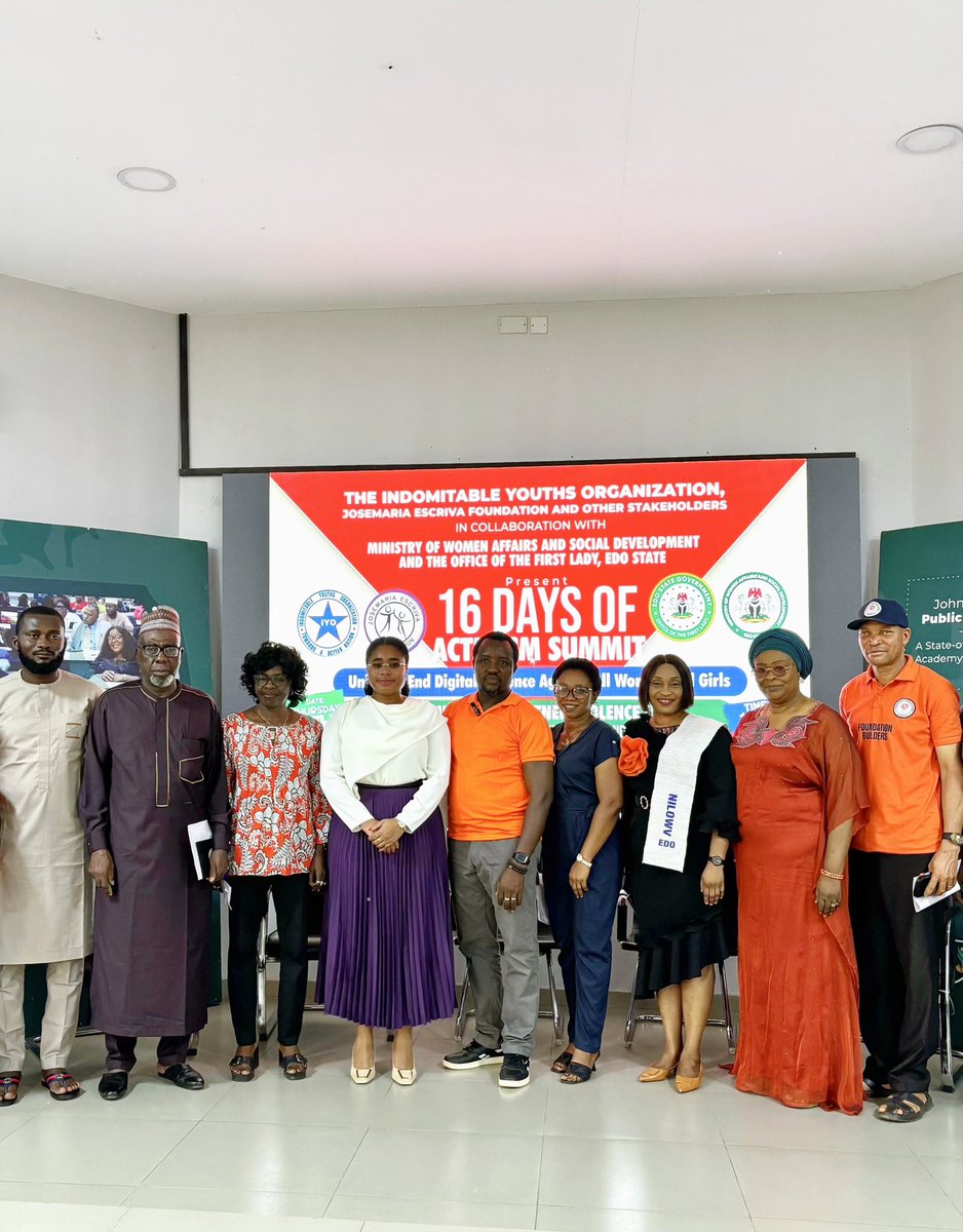 is_salsu's tweet photo. Yesterday, I represented Her Excellency, the Coordinator of the Office of the First Lady, Mrs Edesili Anani, at the Intimate Partner Violence Awareness and Advocacy Programme held as part of the 2025 16 Days of Activism. As her representative, I also delivered her official speech at the event.

The programme was organised by the Josemaria Escriva Foundation (JOSEF) and the Indomitable Youths. It focused on domestic violence against men and violence within intimate relationships, an important but often overlooked issue affecting many homes.

Her Excellency reaffirmed the Edo State Government’s zero tolerance stance on all forms of domestic and intimate partner violence and emphasised the need for men and boys to take responsibility, speak up and become active allies in ending this cycle.

Together, we remain committed to building safer homes, healthier relationships and a more compassionate Edo State.

#16DaysOfActivism
#EndGBV 
#DomesticViolenceAwareness
#EdoState