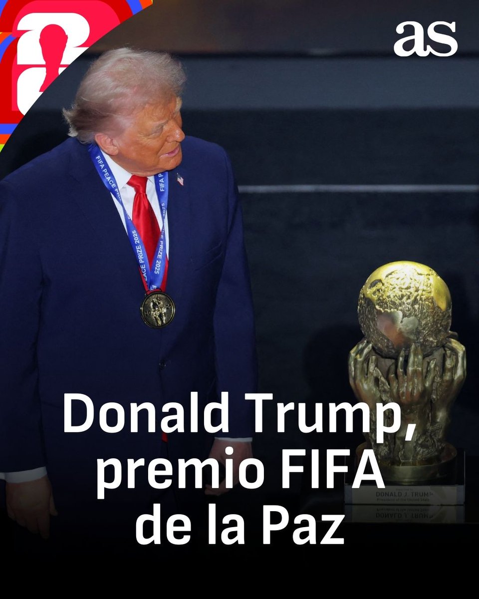 diarioas's tweet image. 🚨 Donald Trump gana el premio FIFA de la Paz por su 'acción extraordinaria en Gaza, sudeste asiático, África o Ucrania' 

#FIFAWorldCup #Mundial2026