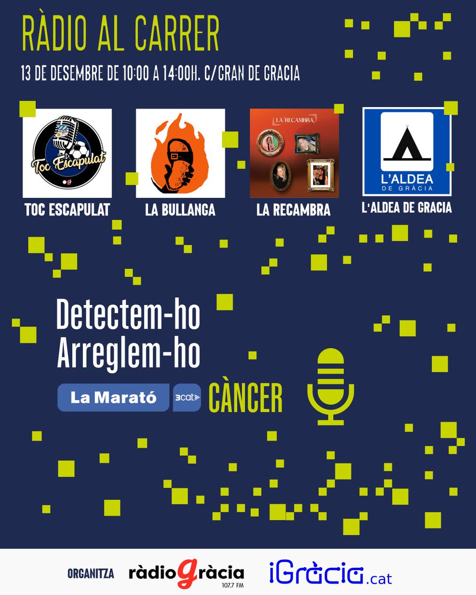 107Toc's tweet photo. 🫶Ens fa molta il·lusió participar de la jornada de Ràdio al Carrer en motiu de la @la_marato organitzada pels companys de Ràdio Gràcia i @igraciacat 

🔥👋Ens veiem el 13 al Carrer Gran @onadafeminista, La Bullanga i l'Aldea de Gràcia

#VilaDeGràcia #RàdioGràcia #LaMarató3cat https://t.co/bIPcKF13JH