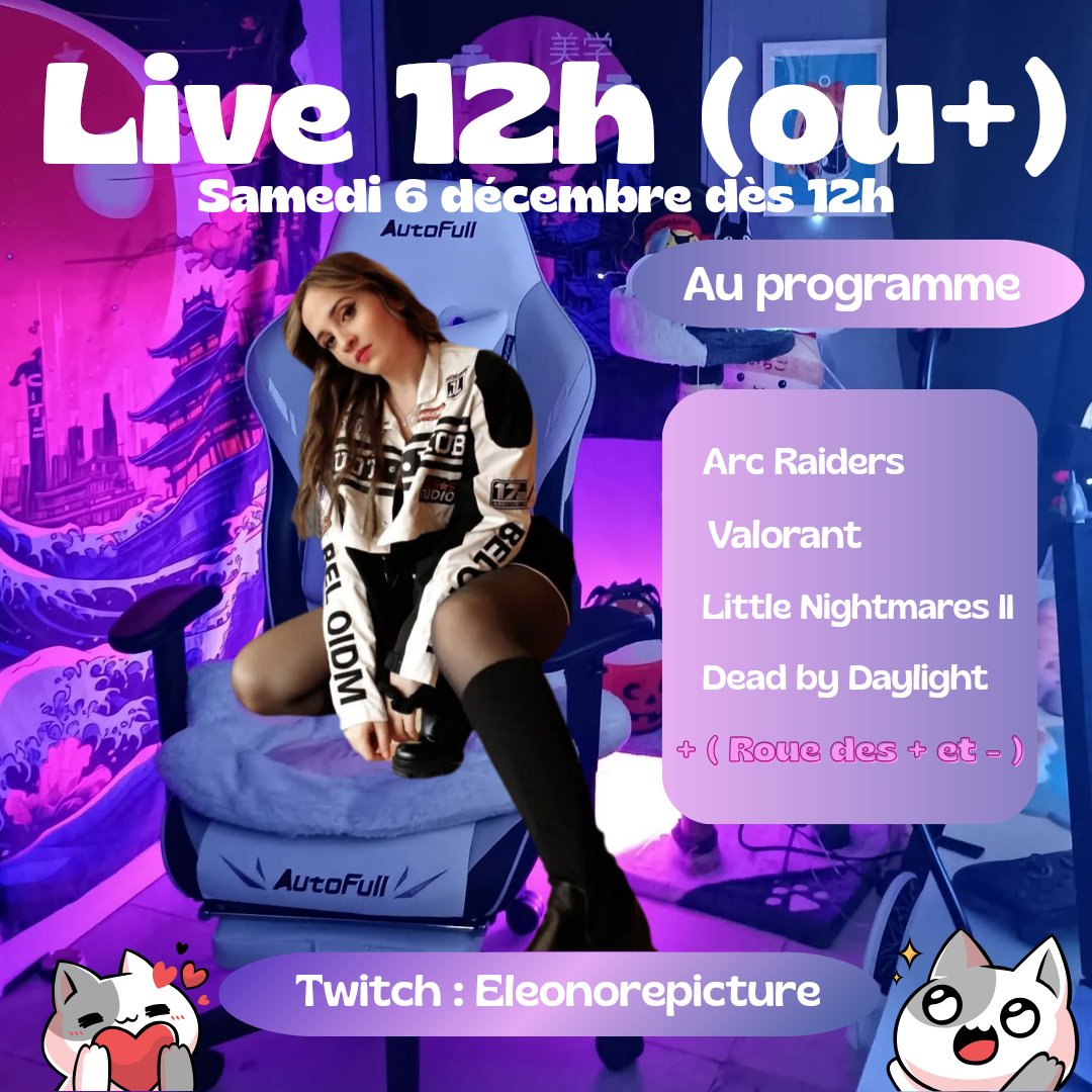 EleonorePicture's tweet photo. C'est demain ! 12h ou plus !
#twitchstreamer #marathon https://t.co/4W8AKdoPDn