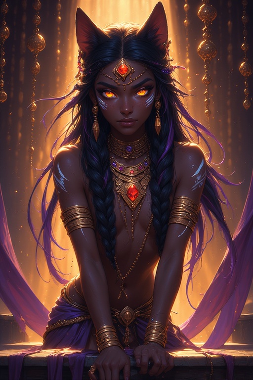 Egyptian catgirl, Made in AI.