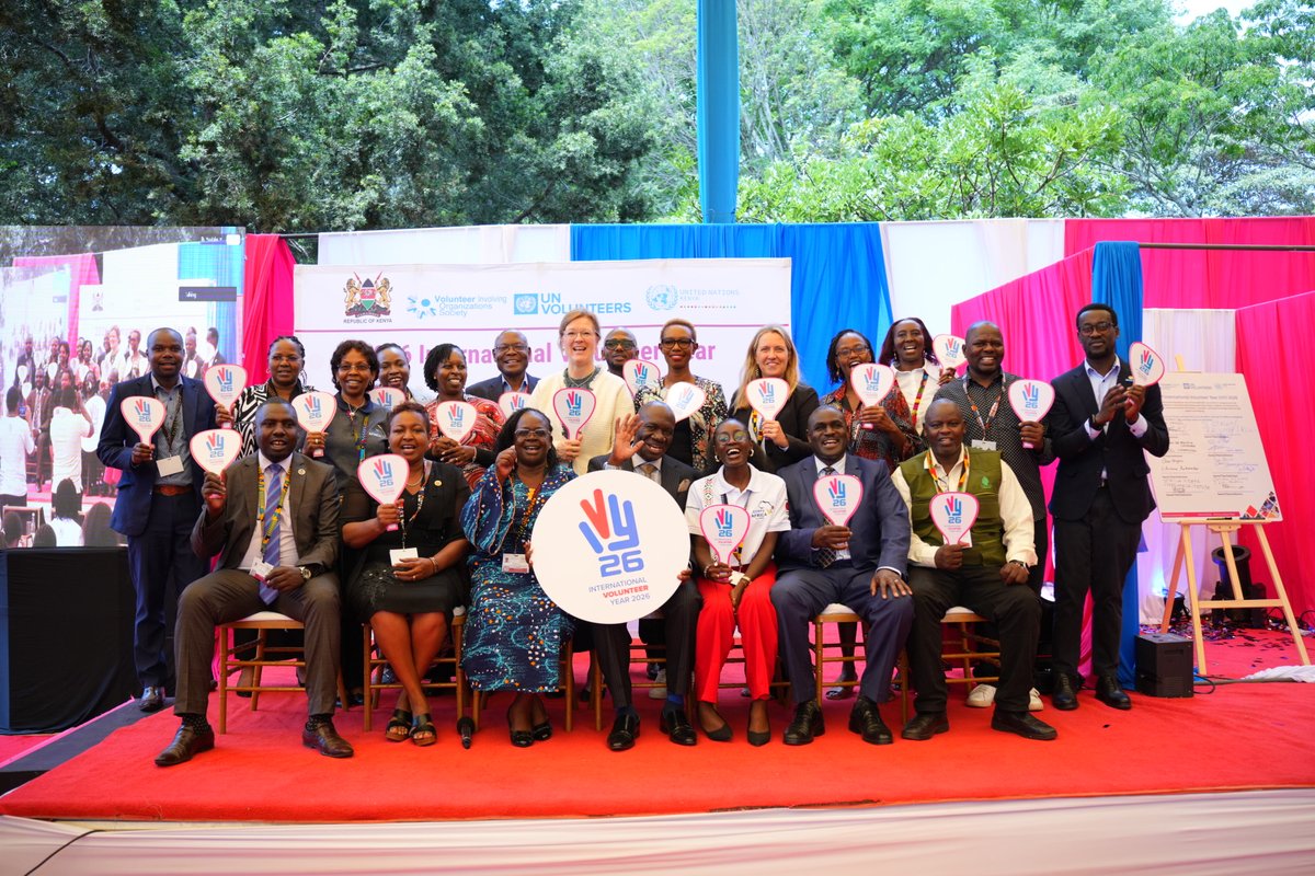 UNV_ESARO's tweet photo. @UN @LabourSPKE @UNVolunteers @UnKenya @UNISNairobi @ChamberlainSDGs @ODG_UNON @ZainabHawa @StateHouseKenya @DrAlfredMutua The #VolunteerYear launch in Kenya brought together #volunteers, government, @UN, civil society, diplomatic community, and the private sector. 

The message: #VolunteerYear is for everyone. 

#IVY2026 #IVD2025 
#EveryContributionMatters https://t.co/ji8G4Zqo9B