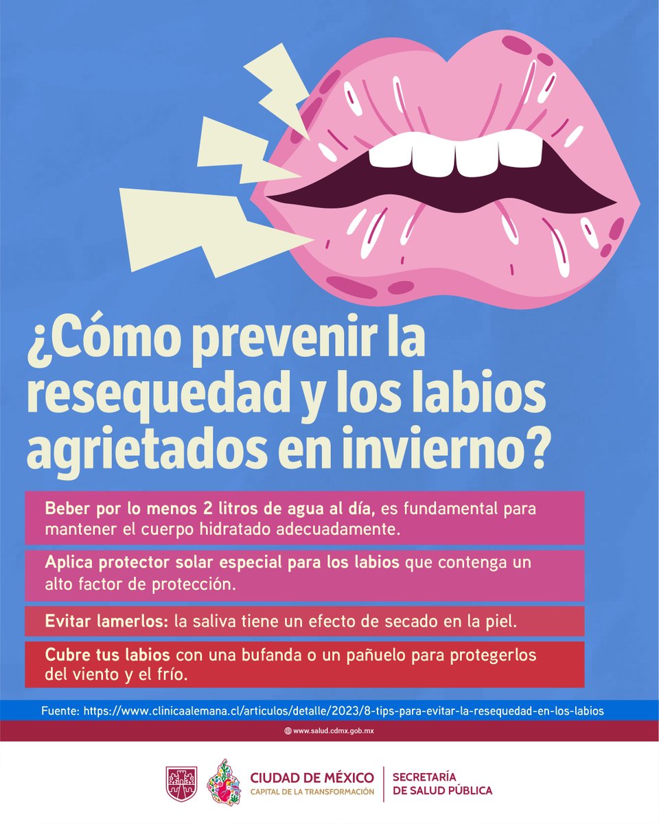 SSaludCdMx's tweet image. Labios agrietados, adoloridos y hasta con sangrado. ¡Qué incomodidad! 😫
Dales el cuidado que merecen antes de que se resequen.
Comparte este contenido con esa persona que siempre se está chupando los labios para que deje de hacerlo.
#Labios #RutinadeCuidado #Hidratación