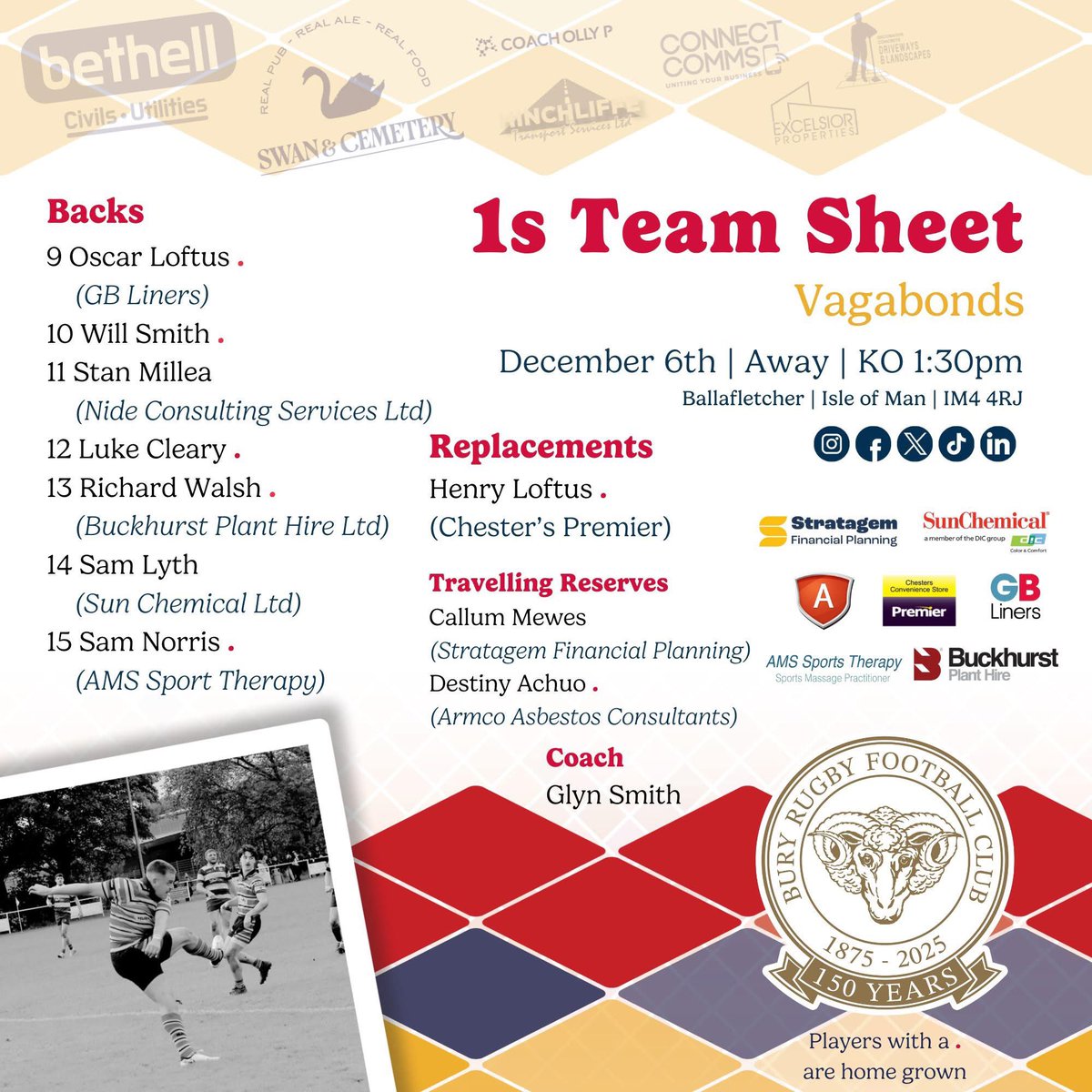 Buryrufc's tweet photo. 🚨 Team News 🚨

They're off! Our 1st XV are on their way to the Isle of Man to take on Vagabonds - always a great away weekend with a welcoming home team. Our 3rd XV stay on our isle to take on Tyldesley Rugby Club 2s. 

#Bury #Rugby #GrassrootsRugby #Buryrufc https://t.co/BxGZAeAxUu