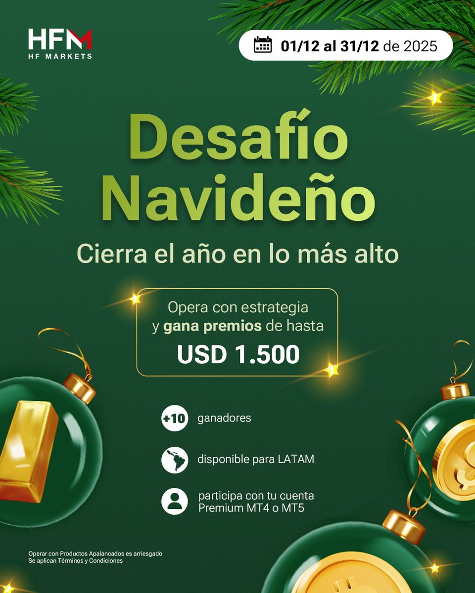 Si vienes operando todo el año, este es el momento de demostrar cuánto creciste.
Desafía la versión de trader que construiste en 2025.
Tu estrategia, tu disciplina, tu manera de leer el mercado; todo eso puede ponerte entre los mejores de LATAM este mes.

No mires el ranking,