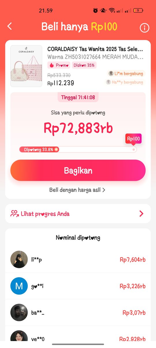 Beneran dapettttt
Yang punya tiktok ayo coba guyssss
Event potong harga jadi cuma bayar 100 rupiahhh ajaa
Tutor :
- klik linknya disini: vt.tiktok.com/ZSHToyALuffpn-…
- ⁠klik "potong harga"
- ⁠masuk ke halaman, pilih produk, lalu share