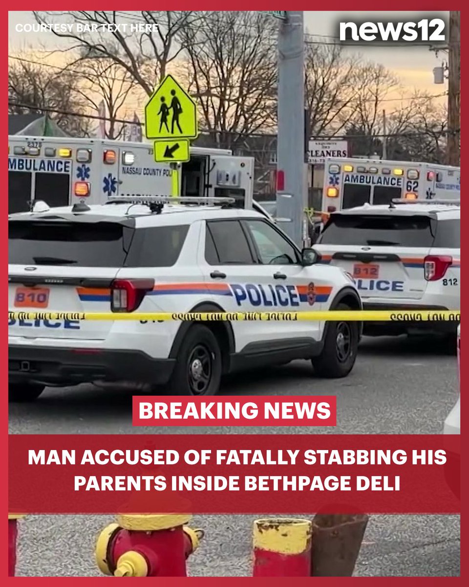 News12LI's tweet photo. BREAKING NEWS: A 30-year-old man has been accused of fatally stabbing his parents inside a Bethpage deli. - https://t.co/jPxCV1l6bH 

#News12LI #Bethpage #Crime https://t.co/CwvTd29mmS