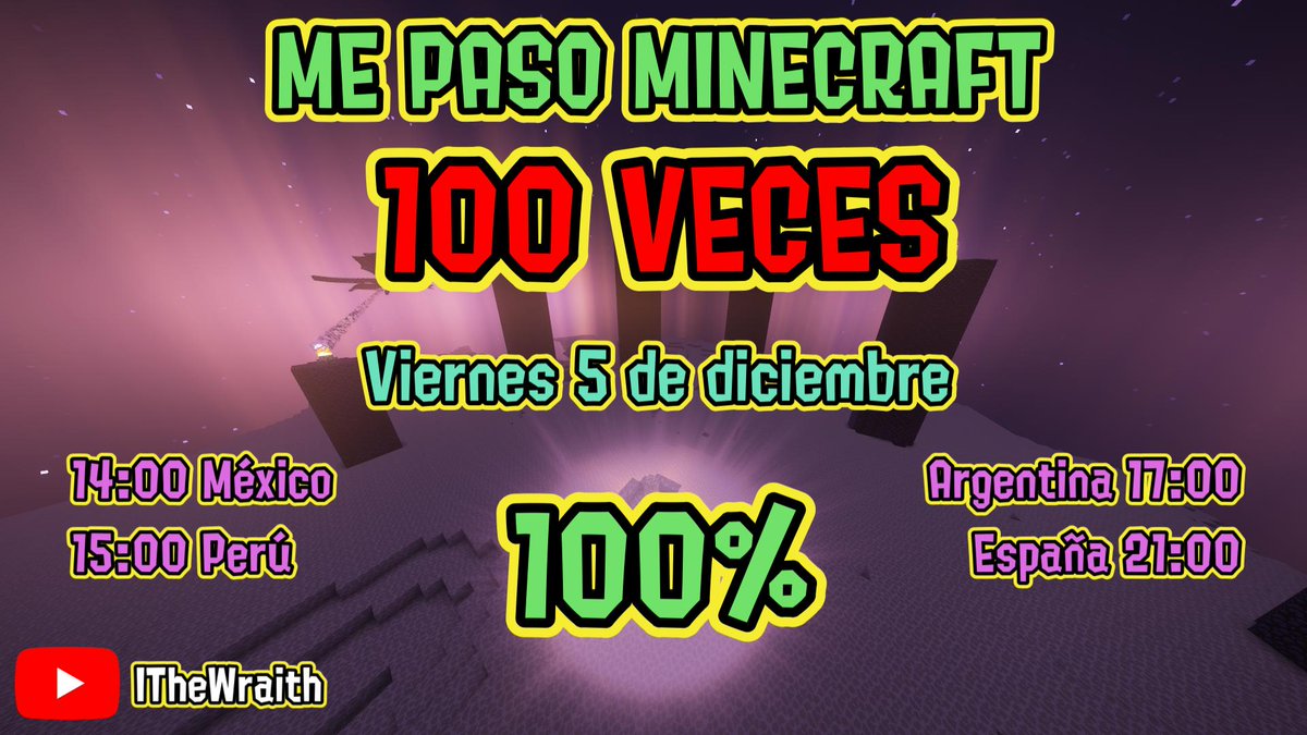 En 2 horas estaré pasandome minecraft por última vez en mi reto de pasarme minecraft 100 veces.

Este reto me ha tomado más de 9 meses, y por fin estoy a punto de terminarlo.

¡No se lo pierdan!

youtube.com/@ithewraith