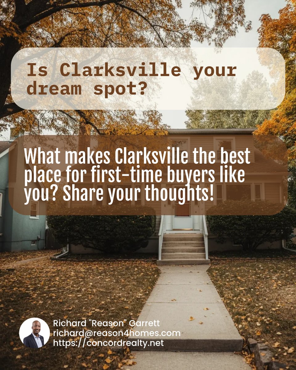 Reason1041's tweet image. 🔍 First-Time Buyers in Clarksville: Ready to find your dream home? Start smart! 🏡 Check neighborhood vibes, inspect for surprises, and connect with locals. 📞 Advice is just a tweet away—tag a friend and let’s chat about your perfect starter home! #ClarksvilleRealEstate