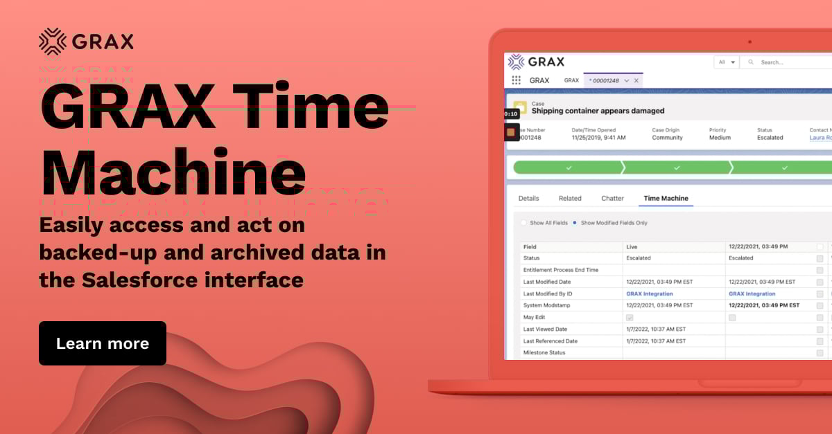 GRAXdv's tweet image. Lost data? Time travel is real ⏰ GRAX Time Machine shows:
✅ Up to every field change
✅ Who made it
✅ When it happened
✅ One-click restore
Built into Salesforce. No detective work required: getgrax.co/4iC7RRi

#Salesforce #BackupandRecovery