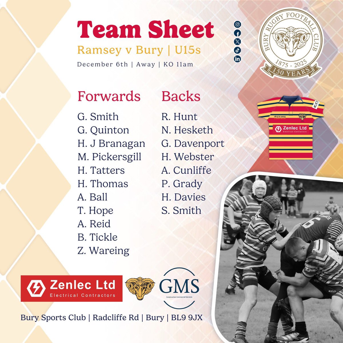 Buryrufc's tweet photo. 📣Junior Team News 📣

Our U16s and U15s are both on their way to the IOM to take on their Vagabonds and Ramsey counterparts. 

Sponsored by
KP Dodd Construction
Groundtech Consulting
Zenlec Ltd 
Grady Management Services Ltd 

#BuryRUFC #Bury #JuniorRugby #grassrootsrugby https://t.co/0zVuak4qSy