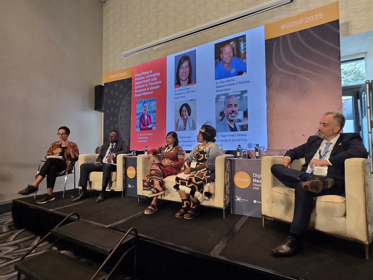 VitalStrat's tweet photo. Digital tools are transforming how countries respond to gender-based violence. At #GDHF2025, leaders from 🇲🇿🇧🇷🇵🇬🇿🇦 showed how stronger, survivor-centered data systems improve detection, coordination & accountability.

“This isn’t your father’s #PublicHealth system — it’s your daughter’s.”

#GBV #Data4Health #DigitalHealth #16Days