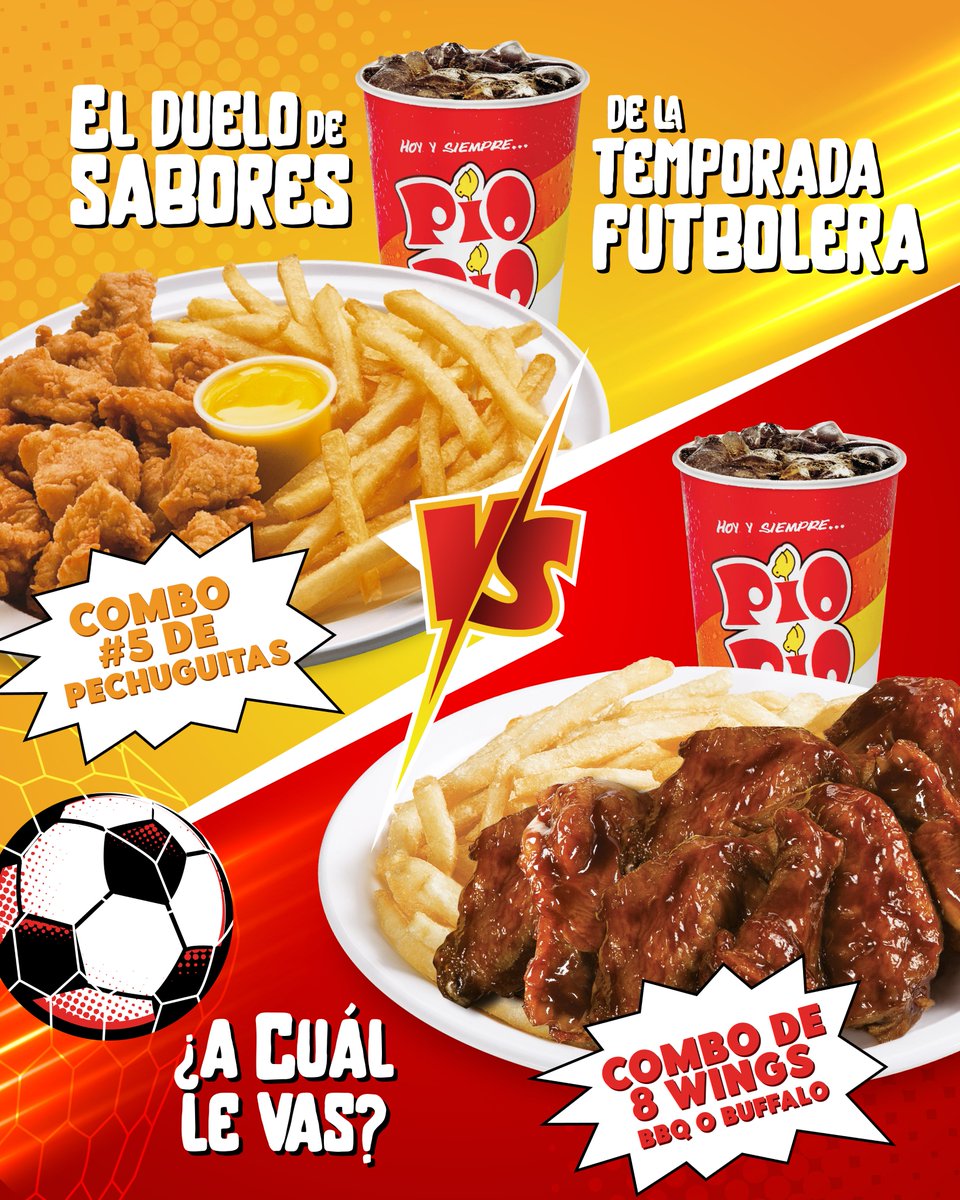 ¡El gran sorteo de sabores ya está aquí!
En una esquina, el Combo #5 de Pechuguitas.
En la otra, el Combo de 8 Wings BBQ o Buffalo
⚽ Tú haces la jugada maestra… ¿Cuál eliges?
#PioPio #Combo5 #Pechuguitas #Wings #BBQ #Buffalo #EligeTuFavorito #PíoPíoLoMío #TuSaborPanameño #LoMío