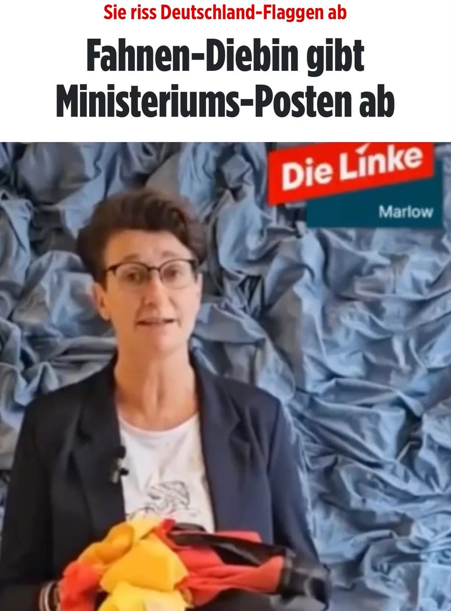 "Die Linke" Politikerin Wenke Brüdgam, die sich in einem Video stolz mit dem Herunterreissen von Deutschlandfahnen gebrüstet hatte, tritt von ihrem Amt als Gleichstellungsbeauftragte des Landes Mecklenburg-Vorpommern zurück.

Die Zeiten, in denen sich die Linken alles erlauben