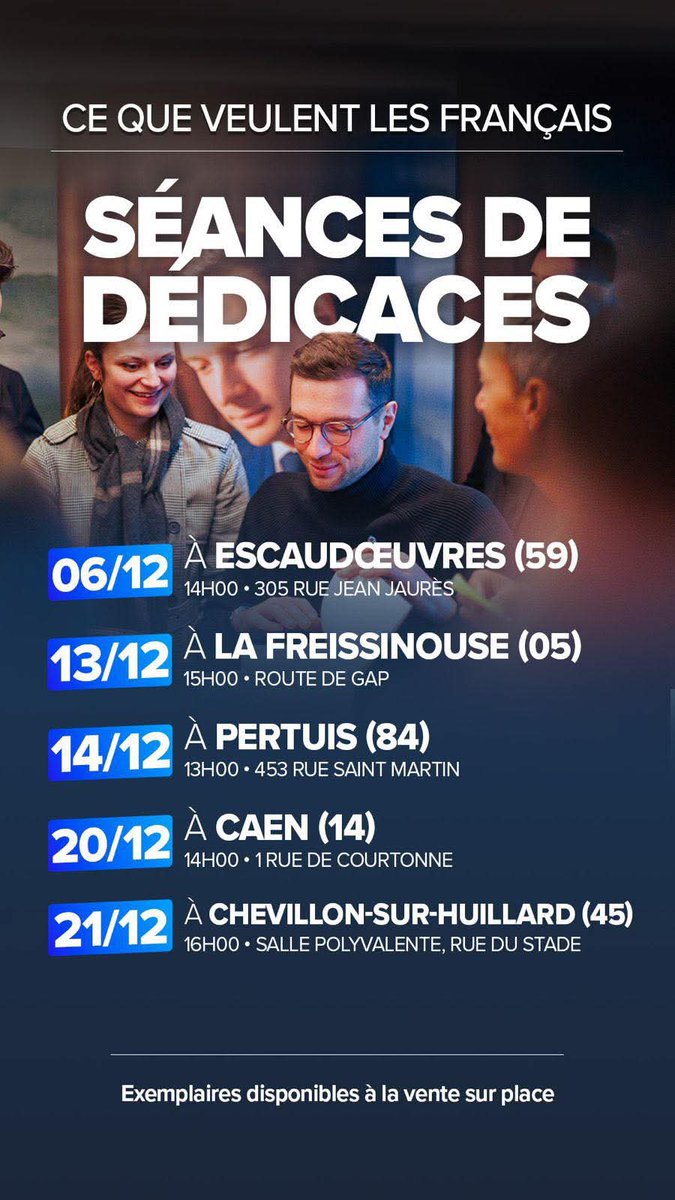 🚨 JORDAN BARDELLA EN VAUCLUSE LE DIMANCHE 14 DÉCEMBRE ! 🇫🇷

✍🏻 <a href="/J_Bardella/">Jordan Bardella</a> aura le plaisir de vous retrouver à l'occasion d'une séance de dédicaces le dimanche 14 décembre 2025 à partir de 13h00 à Pertuis (453, rue Saint Martin).

Venez nombreux !