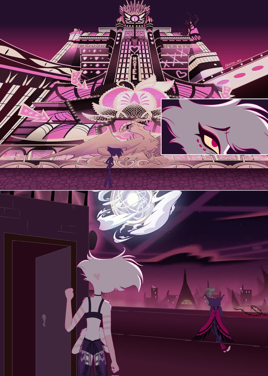 arion__sky's tweet image. "Come back"
Part 1.

(Set after episode 8 of season 2)

#HazbinHotel #huskerdust #angeldust #Husk