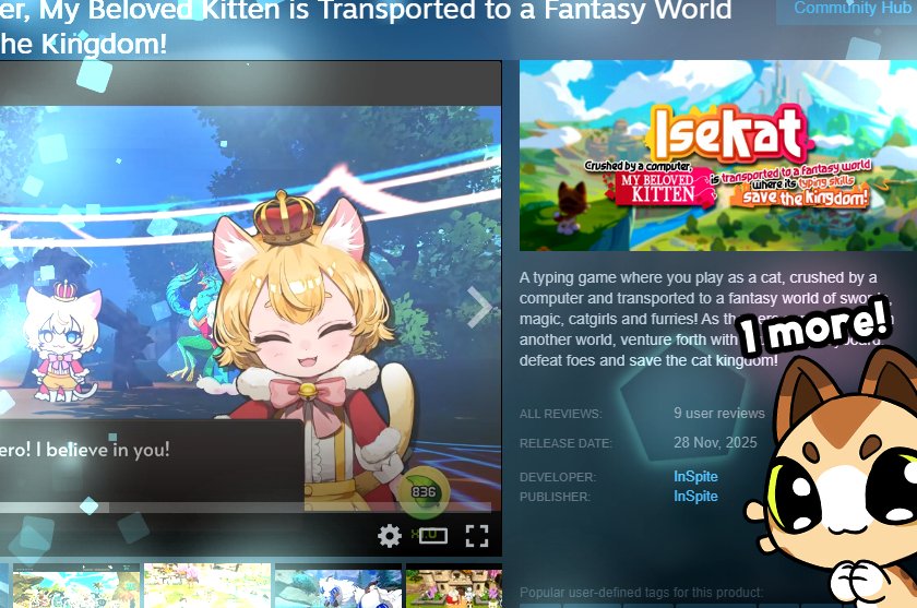 🥹Hi everyone, could we ask a favour of you? We're just ONE review away from getting our first rating ("Positive, Mixed" etc.) on Steam! Could you help us out?