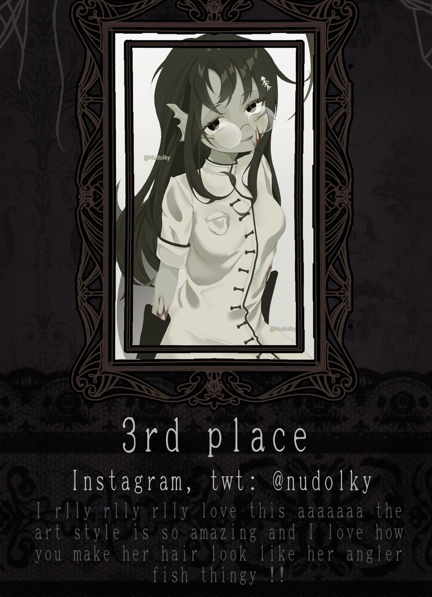 🖤WINNERS🖤
choosing winners was very hard this time, I loved all of them, but these were just my personal favorites! I will be contacting the artists for free commissions soon c: