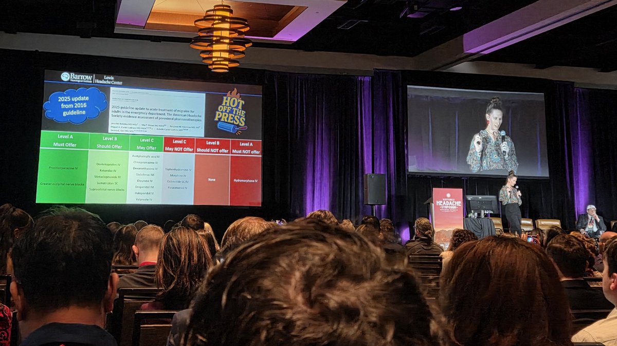 MiaMinenMD's tweet photo. New #migraine Emergency Department guidelines introduced at @ahsheadache Scottsdale meeting by Dr. @JenniferRobblee
https://t.co/PDtJEi4v5C @AANmember @HeadacheJournal @WNGtweets https://t.co/IJiF3B9m2B
