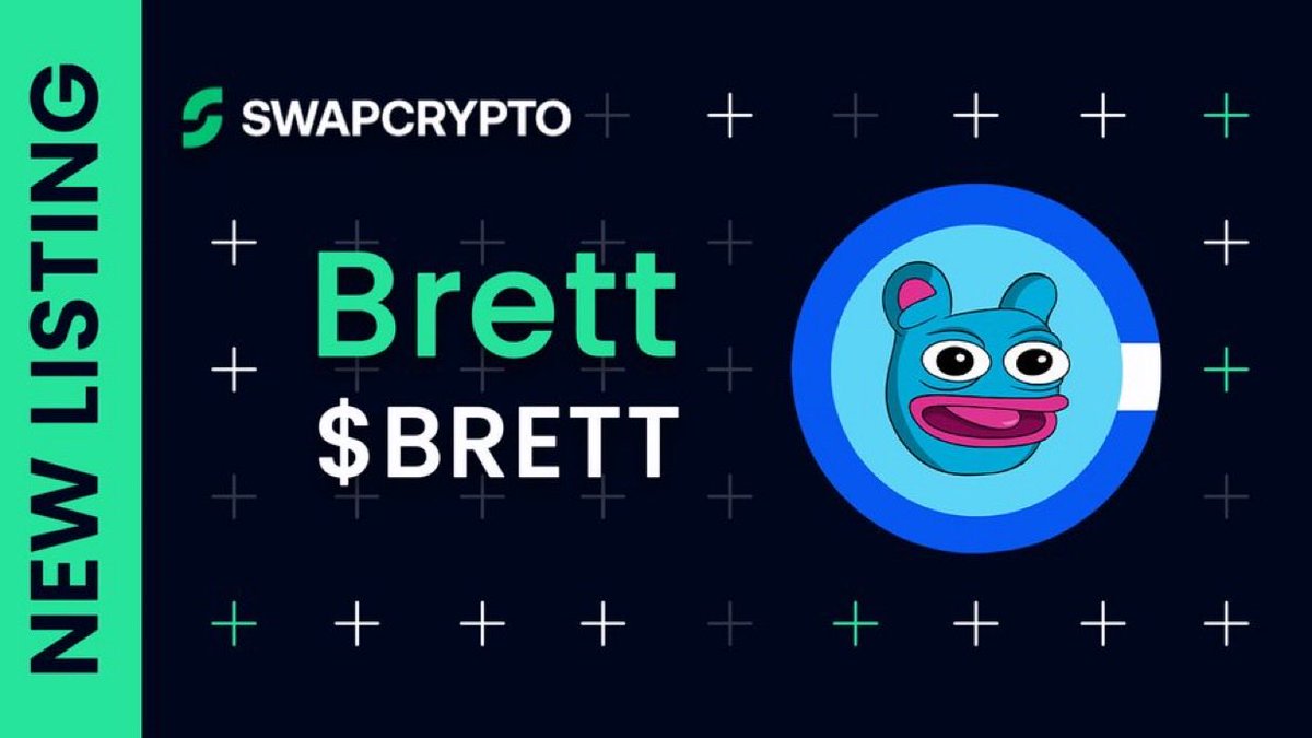swapcrypto_com's tweet photo. 🔥 SwapCrypto Will List @BasedBrett ($BRETT)

SwapCrypto is pleased to announce the listing of Brett ( $BRETT).
Trading is now live on https://t.co/usGVOs7DG6.

Key Highlights:
•No KYC required
•No account registration
•Permissionless, instant trading https://t.co/HeDm4vioRl