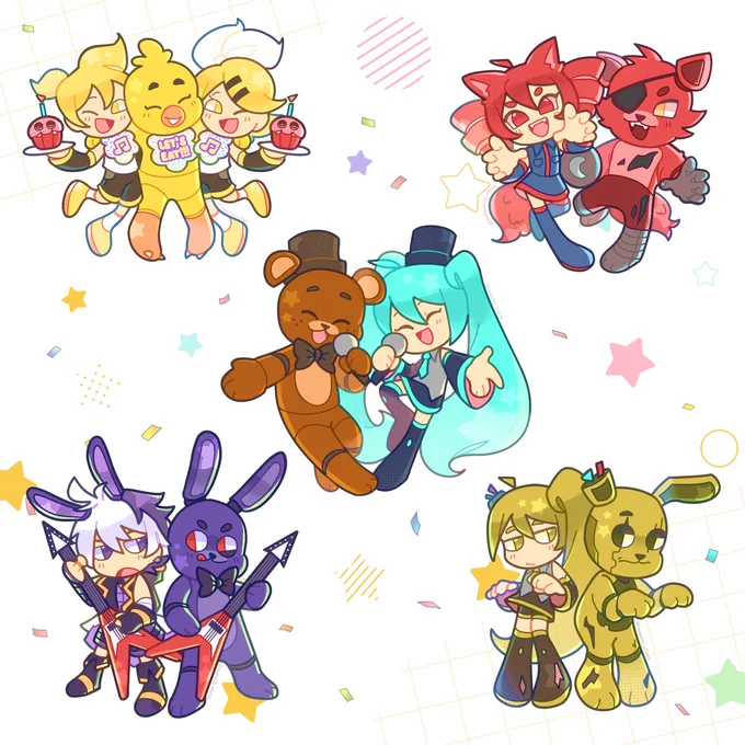 there's a new collaboration in town - are you ready for five nights at miku's? (stickers are also available in my kofi!)