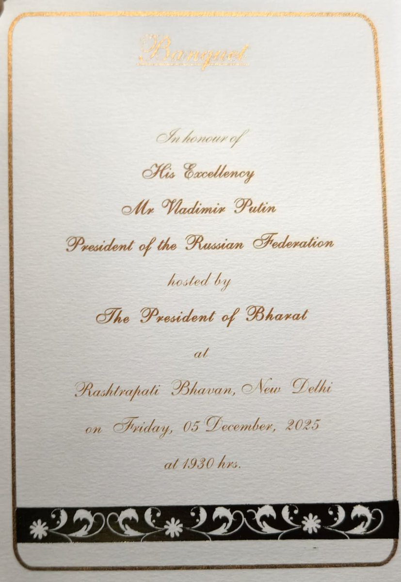 InquisitiveS_'s tweet image. The state banquet hosted by President Droupadi Murmu for Russian President Vladimir Putin at Rashtrapati Bhavan featured a meticulously curated menu.
#PutinInIndia #PutinIndiaVisit #PutinVisit