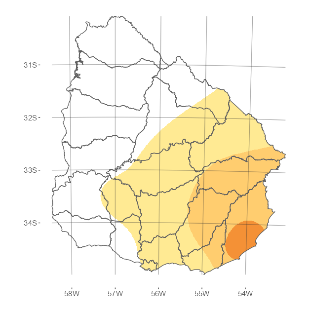 mario_bidegain's tweet image. #indice estandarizado de precipitación (@Inumet_) para SON2025 sobre #Uruguay. Técnicamente estamos en Rocha (muy seco = sequía severa), en T. y Tres y Lavalleja (seco=sequía moderada) y C.Largo, Durazno, Florida, Canelones y S.Maldonado) Ligeramente seco. Resto territorio Normal