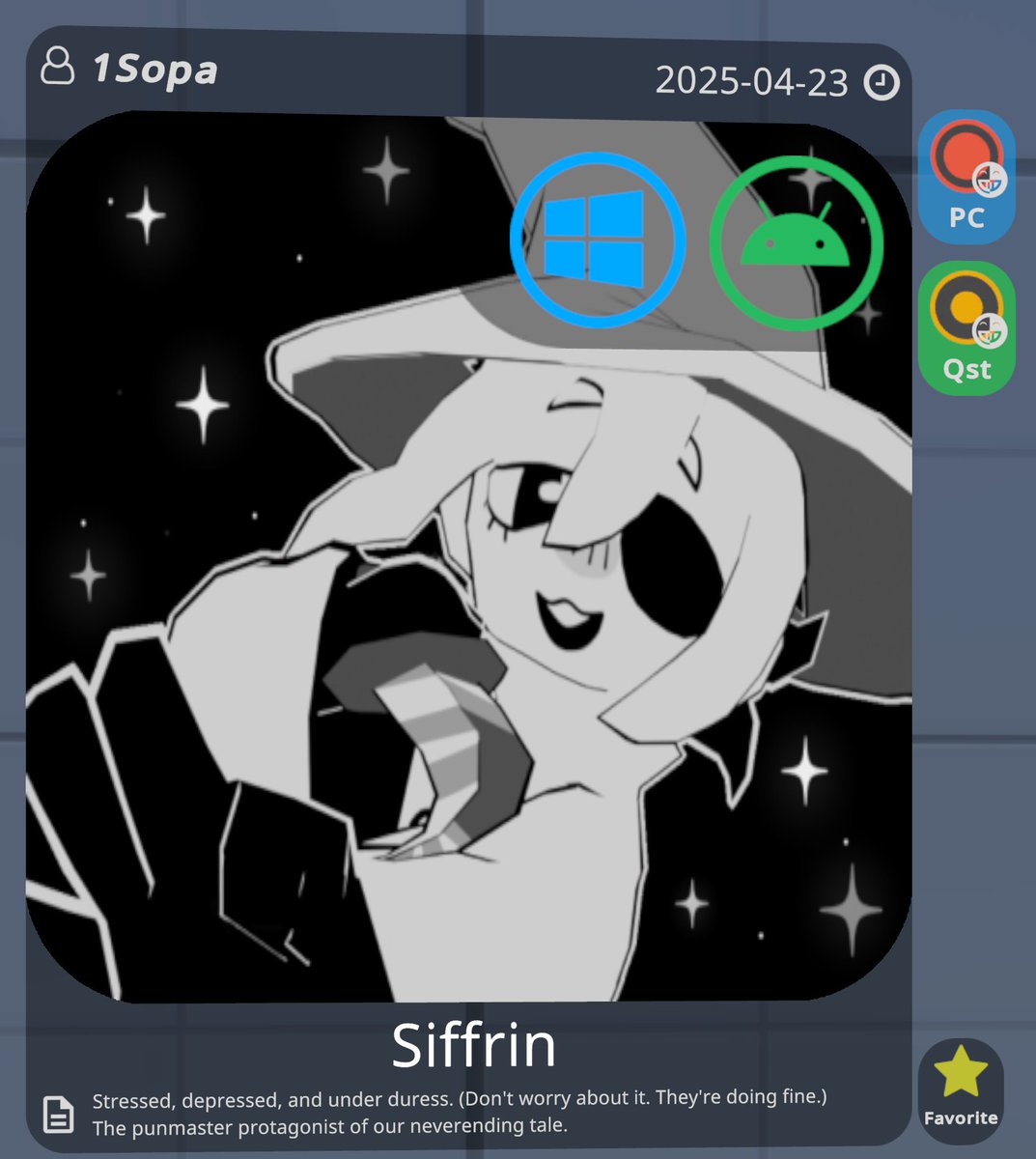 FragmentedVoid's tweet image. And that is a modified version of the original avatar by 1Sopa, who made the og model, they have a Kofi where you can buy it for €15 and a public model, though the one you showed off is just as good!