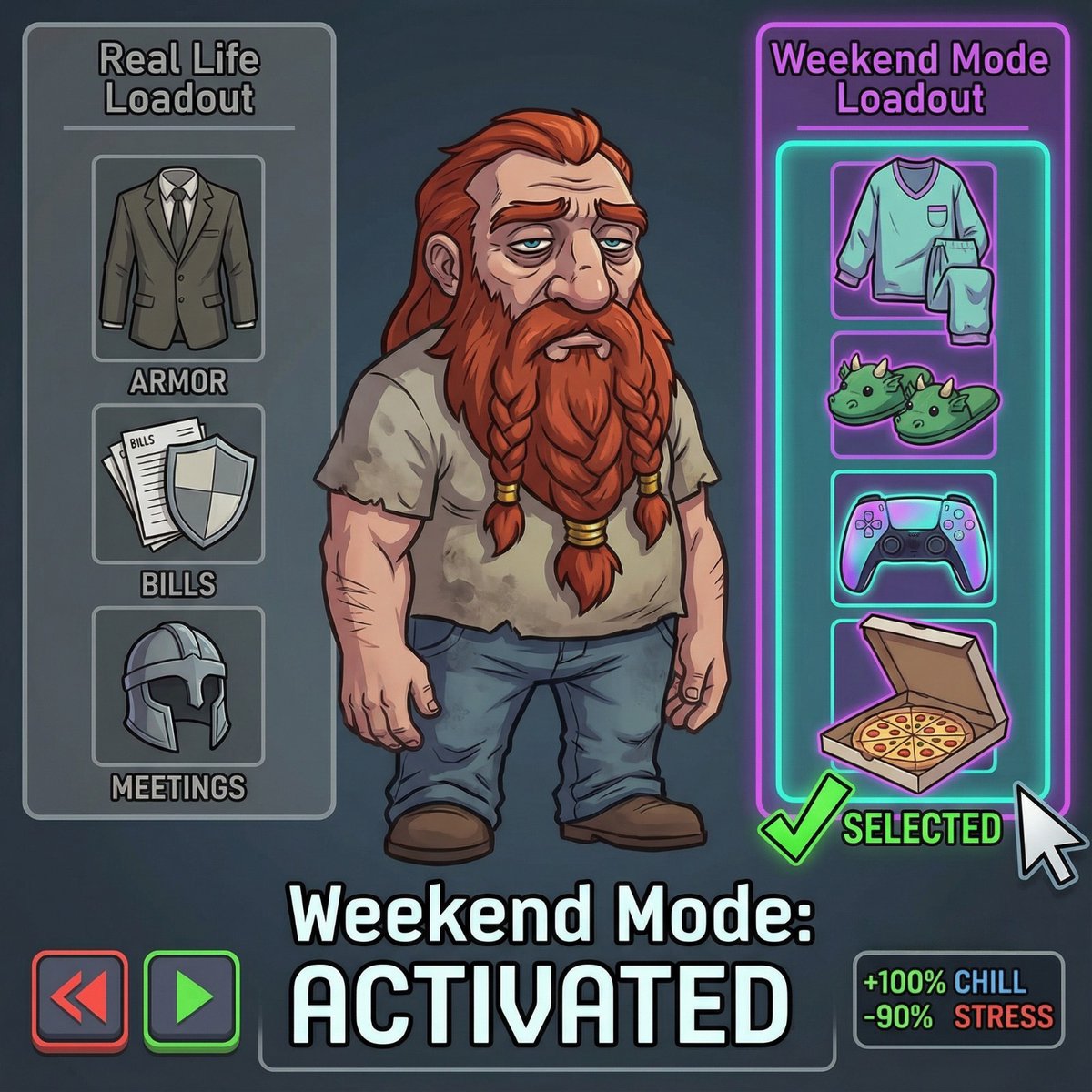 hourglassworld's tweet photo. Life gives you choices. I always pick the one with pizza. 🍕🤌🥰
#DwarfSaga #FridayMode https://t.co/Vmz4sHNFJe
