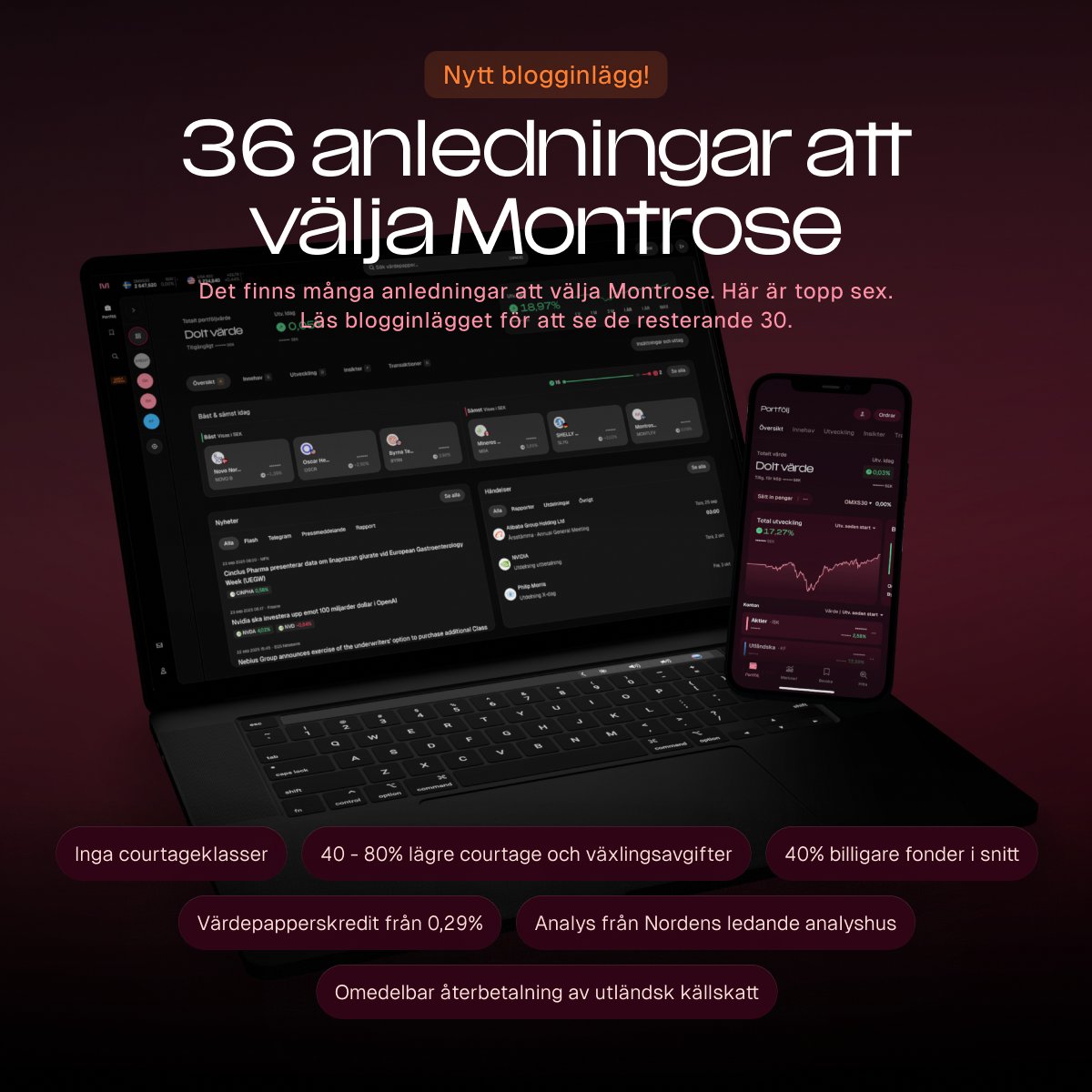 BLOGG‼️🔥 Varför bör man bli kund hos Montrose om man är aktieintresserad⁉️🧐 Det är den absolut vanligaste frågan jag får - därför har jag nu sammanställt 36 delikata anledningar och det kommer bara bli fler! 😈 Välkommen in i värmen! #PrataPengar #Finanstwitter