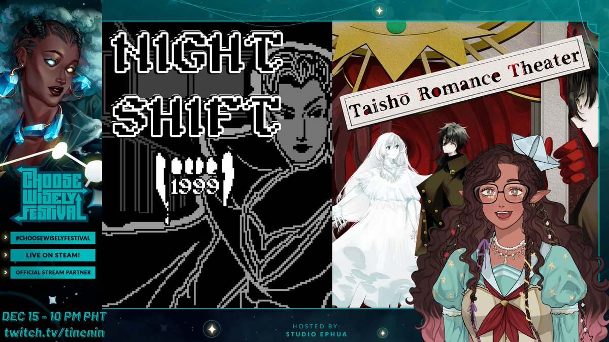 ⛵️BOAT IS ABOUT TO SAIL⛵️

Last day of #ChooseWiselyFestival~ I will be playing Night Shift: 1999 by <a href="/gcoxmm/">Georgina</a> and Taisho Romance Theater by <a href="/SweetSomeStudio/">SweetSome Studio</a>!

📅DEC 15, 2025
🕙10 PM GMT+8
Hosted by @studioephua