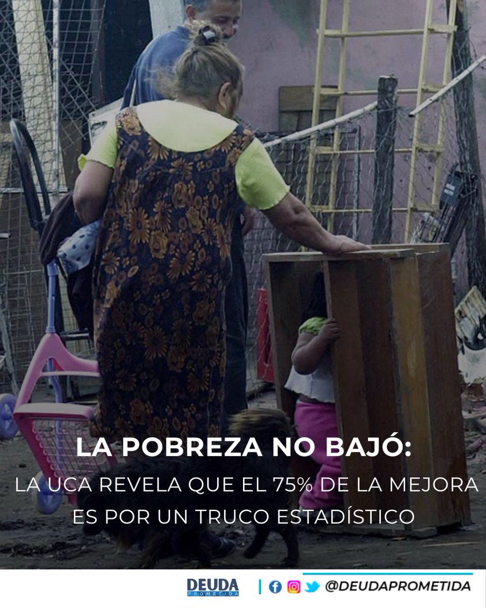 La UCA desmintió el optimismo del Gobierno:

📉 3/4 de la baja de pobreza que muestra el INDEC es “efecto estadístico”, no mejora real.

➡️La encuesta capta 16% más ingresos por un cambio metodológico y la Canasta Básica está atrasada.
🧵⬇️
