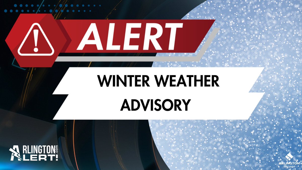 Arlington County now is under a Winter Weather Advisory until 1 AM on December 6.  Cold temperatures, ice, and snow are possible. Find free County places to keep warm &amp; winter storm preparedness tip: arlingtonva.us/beprepared.