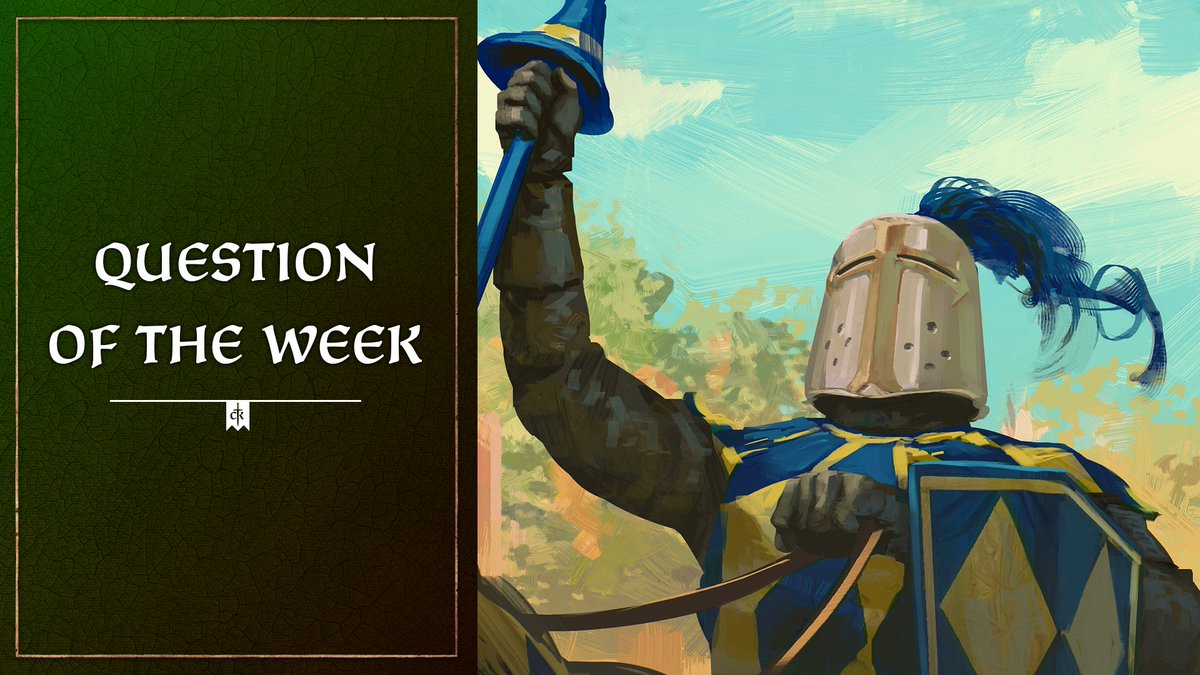 CrusaderKings's tweet photo. #CK3Question
What Grand Tournament contest would you excel most at?
🏹 Archery 
♟️ Board Games
🤺 Duel
🏇 Horse Race
⚔️ Melee
🎼 Recital
🤼 Wrestling
🛡️ Joust https://t.co/yt4HAjMrfu
