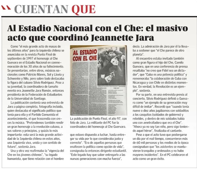 Marcelo Chino Ríos en 1998 número 1 tras ganar el Masters 1000 de Miami venciendo a André Agassi.
v/s 
La Comunista Jara en 1997 organizó un homenaje al asesino Che Guevara...! <a href="/jeannette_jara/">Jeannette Jara Román</a> 
#JaraUnPeligroParaChile #JaraEsOctubrismo #JaraEsBoric 

#KastPresidente 🇨🇱🖐️Voto Kast
