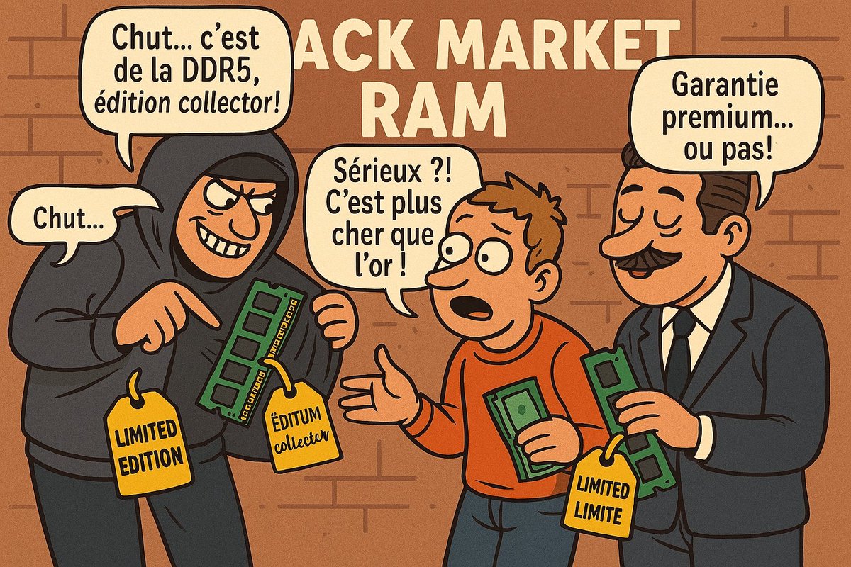 P2P_Community_'s tweet image. Les vendeurs de mémoire RAM nous font penser à ça en ce moment 😝
#DDR5 #VRAM #Nvidia #penurie #AMD #Micron #Crucial #leboncoin