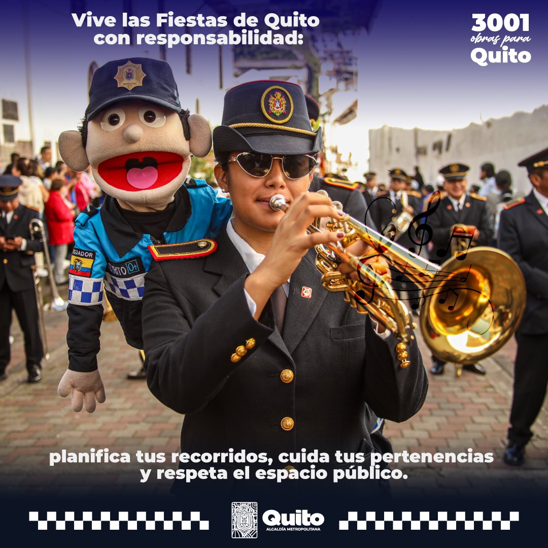 👮🏻👮🏻‍♀️ #ConoceQuito l planifica tus recorridos, cuida tus pertenencias y respeta el espacio público en estas fiestas de Fundación de la carita de Dios. 🫶🏻✨

#SomosAgentesDeQuito 💙