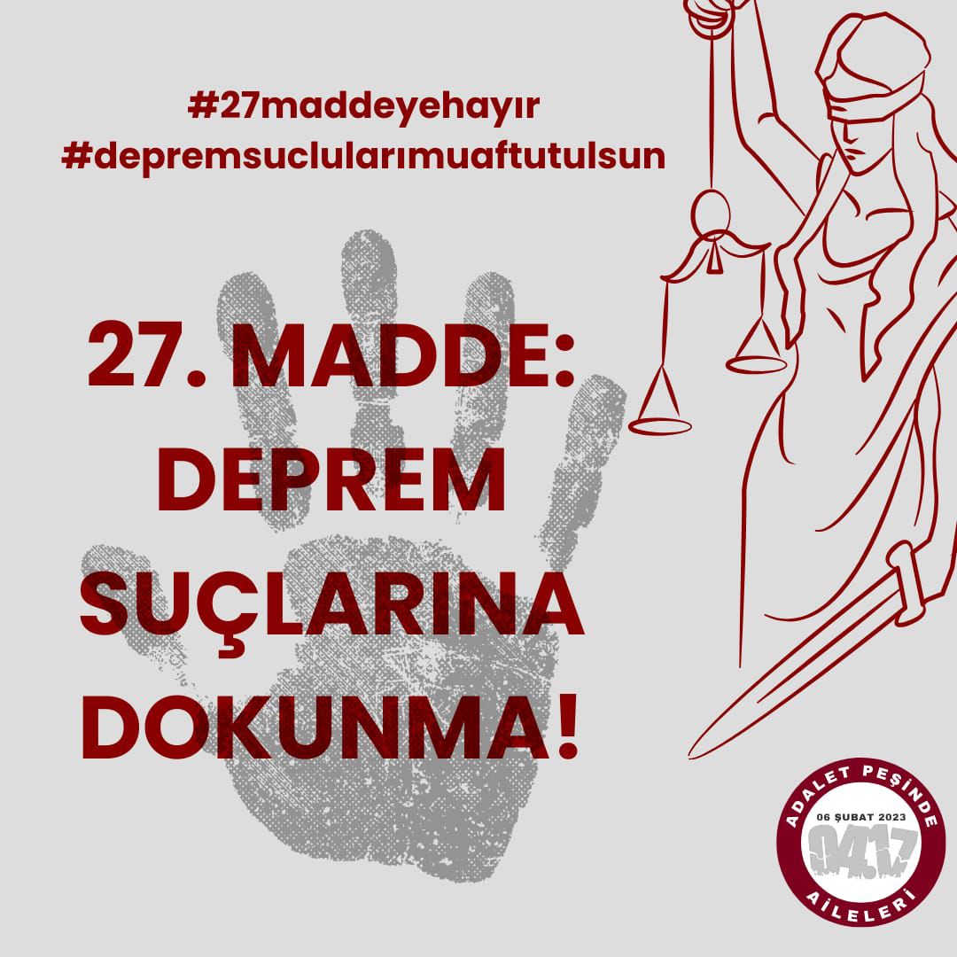 gokcenozlem09's tweet photo. #27.maddeyehayır
#depremsuclularımuaftutulsun
#isiasortakdavamız 
#rehberleriçinadalet
#adaletpeşindeailler https://t.co/0Uigyue1La