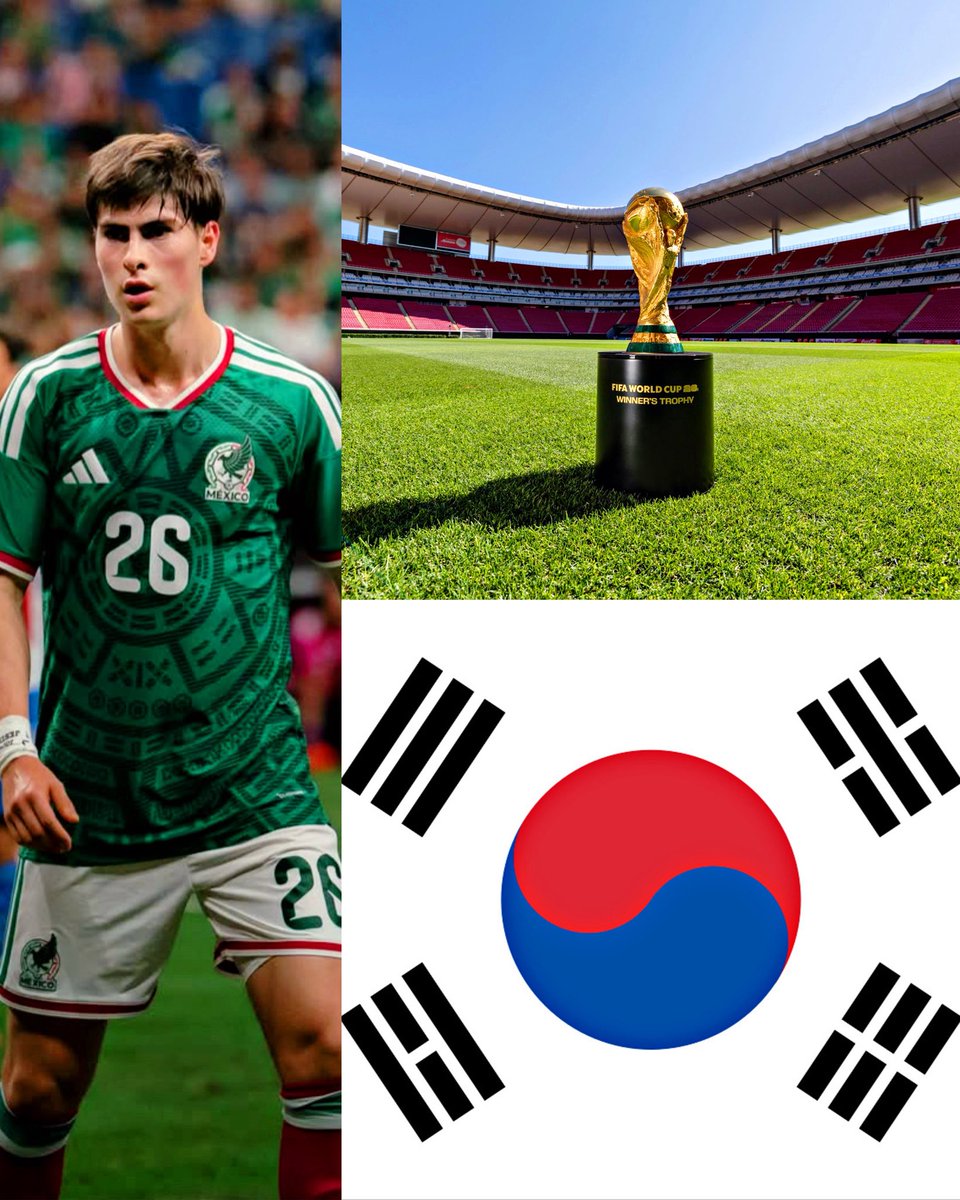 AllFutbolMX's tweet image. 🚨🤯 OFFICIAL: MEXICO VS SOUTH KOREA IN THE SECOND MATCH OF THE 2026 WORLD CUP! 

JUNE 18TH, ESTADIO AKRON. 🏆🍿🇰🇷
