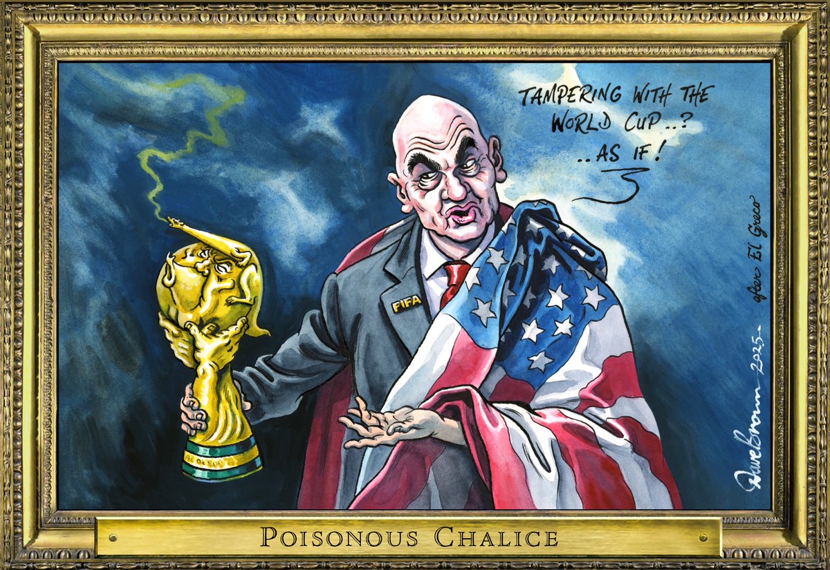 Tomorrow's #RoguesGallery cartoon, after #ElGreco, for <a href="/Independent/">The Independent</a> ... #GianniInfantino #Trump #WorldCup #WorldCupDraw