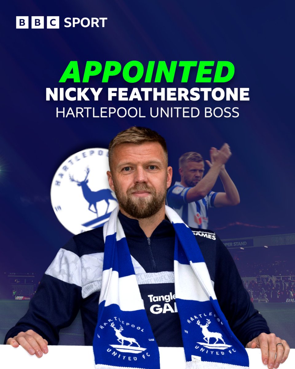 BBCTeesSport's tweet image. BREAKING 🚨 Hartlepool United have appointed Nicky Featherstone as their permanent manager ✅

#Pools | #HUFC | #BBCFootball