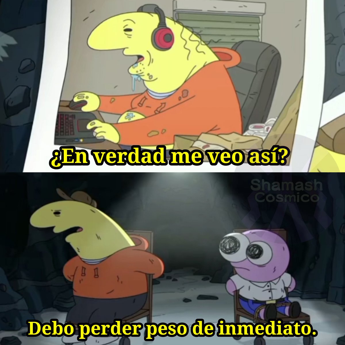 Es un mal ángulo.

Serie- Smiling Friends.