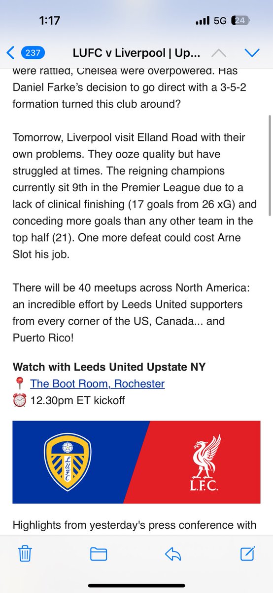 Will be at The Boot Room, Rochester New York ..tomorrow for the game. 

Come down and see us. 💛💙✊🏻🗽

CMOOONNNN LEEDS. 

<a href="/LUFC/">Leeds United</a> <a href="/luamericas/">Leeds United Americas</a> <a href="/49ers/">San Francisco 49ers</a>