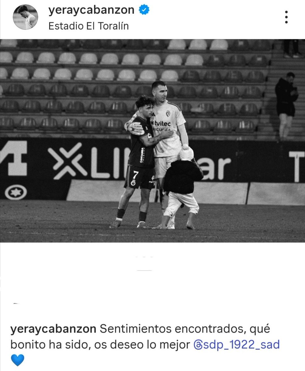 Yeray volvió ayer a jugar en El Toralín. ¡Mucha suerte para lo que queda de temporada! 🤝💙