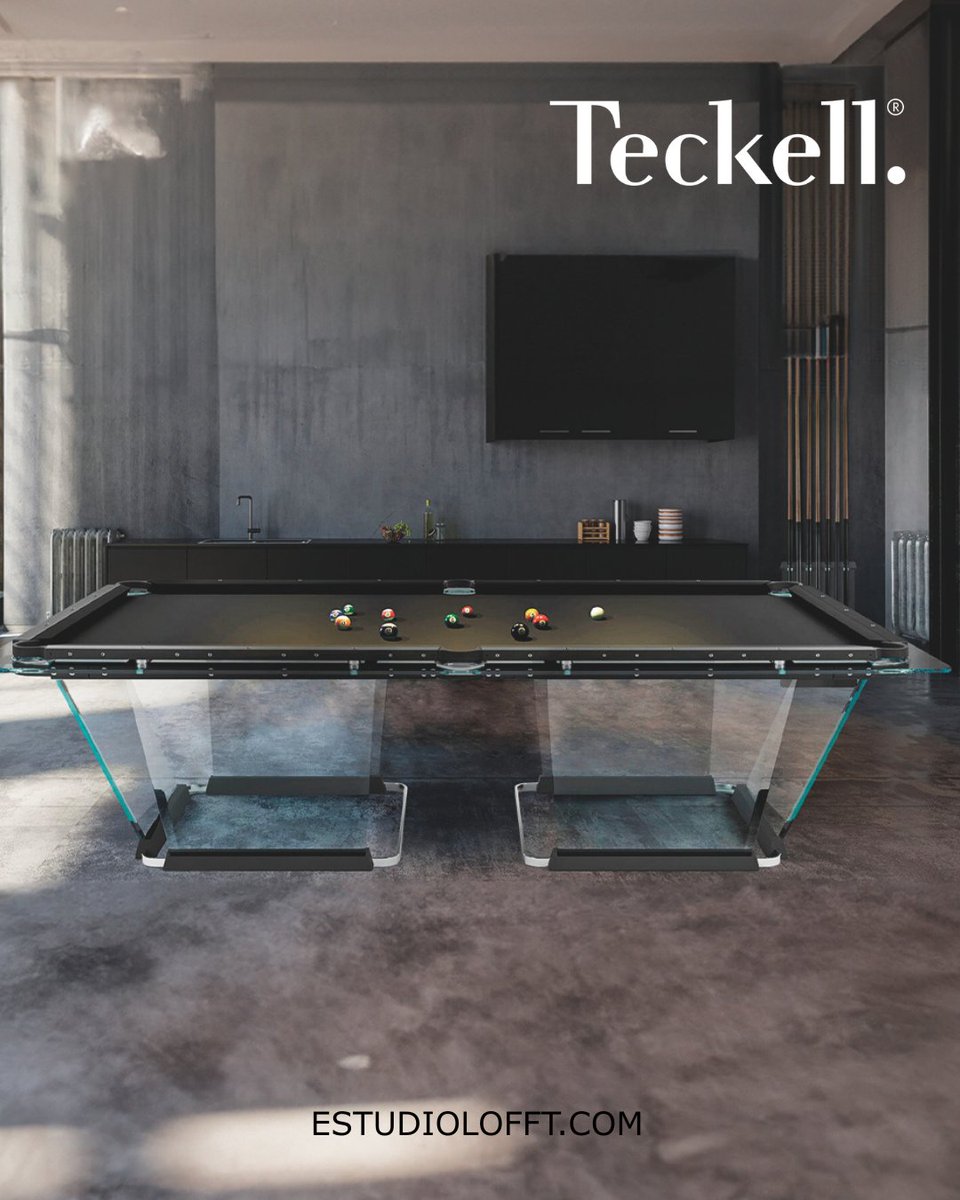 EstudioLofft's tweet image. La mesa de billar T1.1 Black combina vidrio templado, rieles de aluminio negro y base de roble, ofreciendo estilo y rendimiento para jugadores exigentes y amantes del buen diseño.

Marca: @TeckellOfficial 
Diseñador: Marc Sadler
#estudiolofft #teckell #pooltable #luxurypooltables